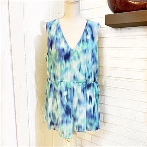 Ellen Tracy Space-Dye Blue Sleeveless Blouse